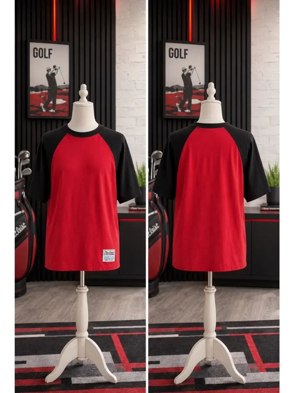 Vintage MacGregor USA Red Black Raglan Athletic T-Shirt XL Made in USA